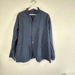 CP Shades Womens Navy Mandarin Collar Button Front Jacket Cotton Medium NWOT